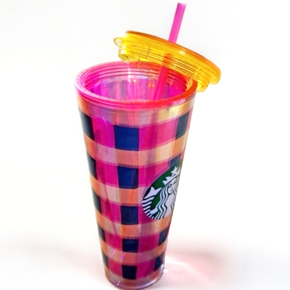 Starbucks 2023 Limited Edition Multi Color Plaid Tumbler 24oz NWT - Picture 3 of 5
